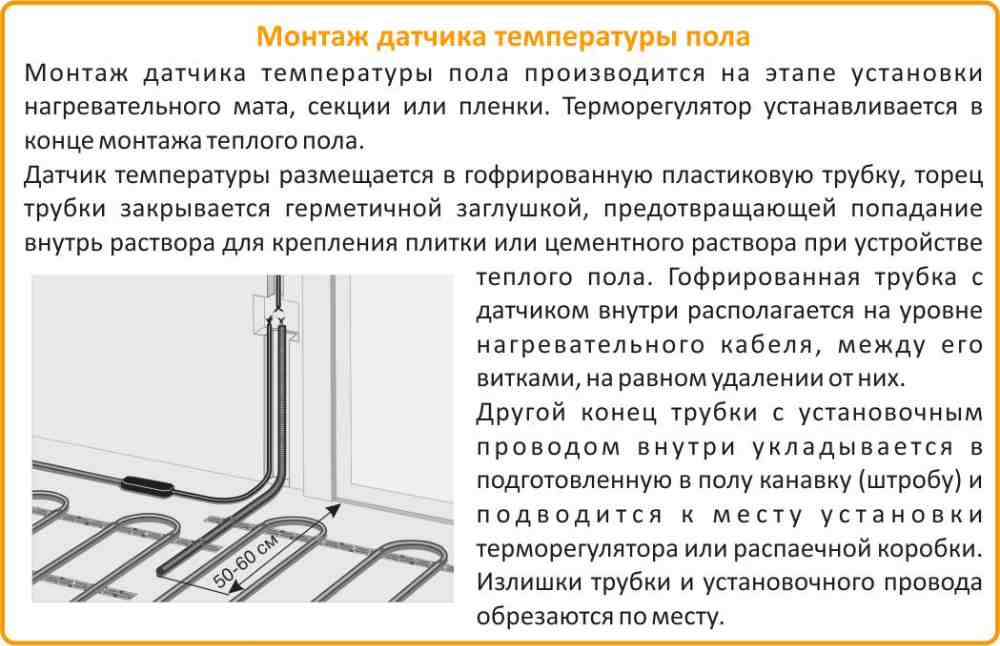 монтаж датчика температуры пола датчик температуры теплого пола купить в Владивостоке